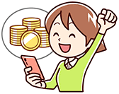 コインを貯める女性